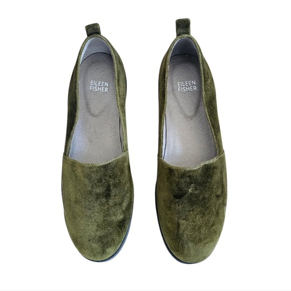 Eileen Fisher Shoes - Eileen Fisher Demi 3 Velvet Loafers Olive Green Women's Size 7.5